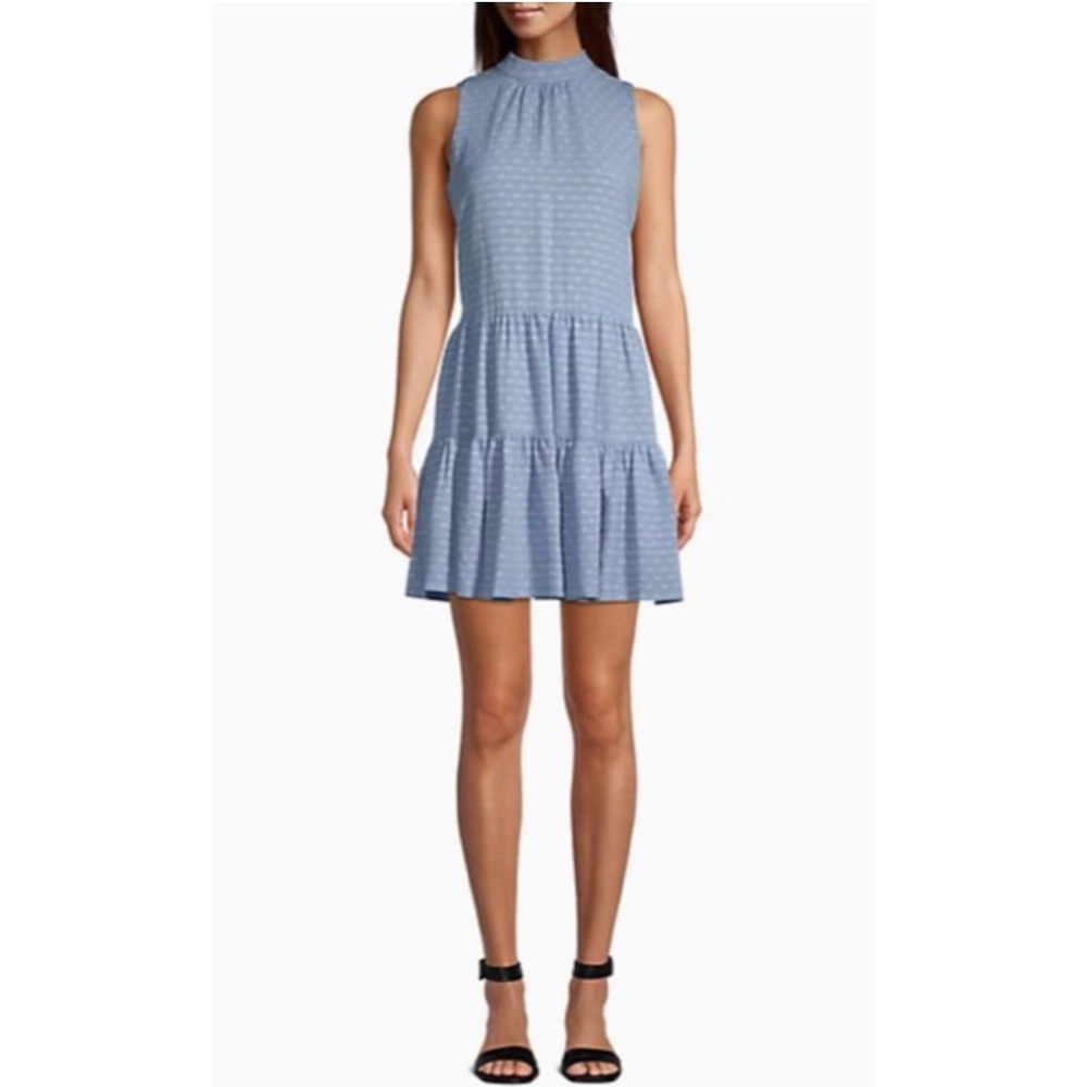Calvin Klein mock neck tiered dress